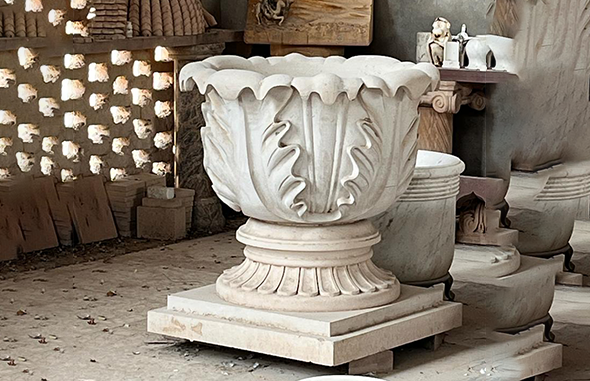 White Carved Flower Pot Manufacturer, Supplier & Dealer in Rajasthan, Haryana, Punjab, Maharashtra & India